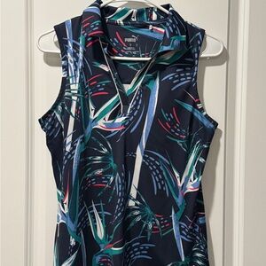 Puma Women's Navy Paradise Sleeveless Golf Shirt